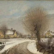 Laurits Andersen Ring | En sjællandsk landsby vinter - 1906 | Indrammet kunsttryk | Realisme