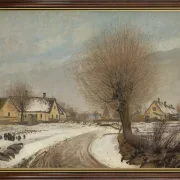 Laurits Andersen Ring | En sjællandsk landsby vinter - 1906 | Indrammet kunsttryk | Realisme
