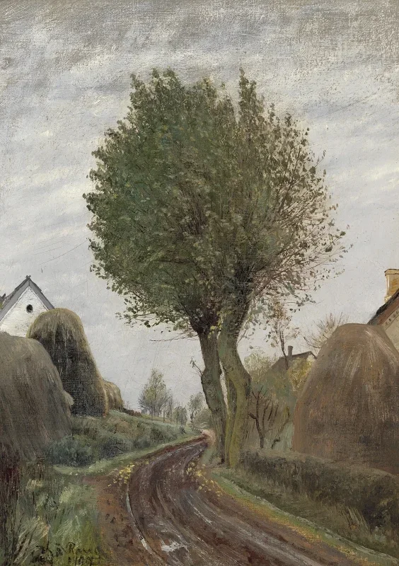 Laurits Andersen Ring | En vej mellem to gårde - 1907 | Indrammet kunsttryk | Realisme