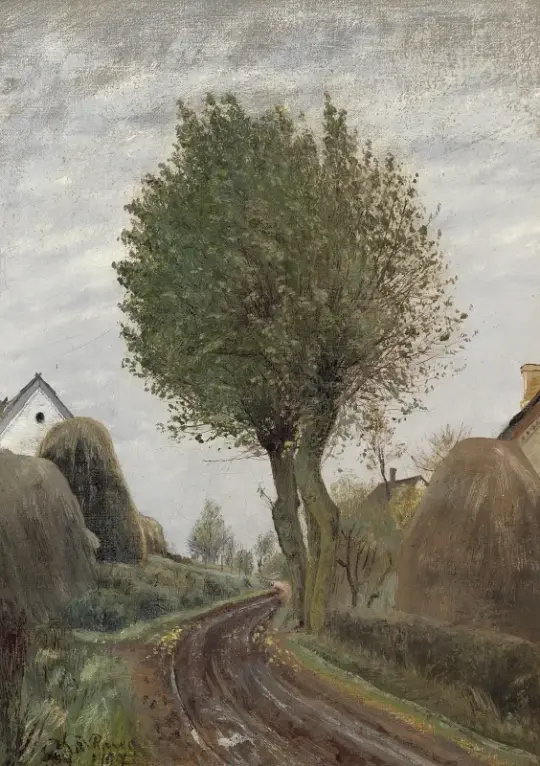 Laurits Andersen Ring | Eine Straße zwischen zwei Bauernhöfen – 1907 | Gerahmter Kunstdruck | Realismus