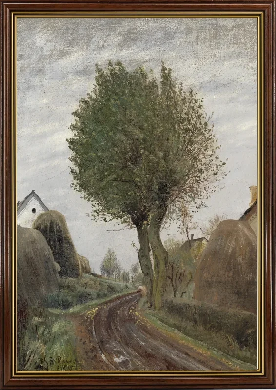Laurits Andersen Ring | En vej mellem to gårde - 1907 | Indrammet kunsttryk | Realisme