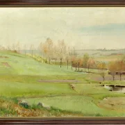 Laurits Andersen Ring | Marklandskab med lysegrønne marker - 1888 | Indrammet kunsttryk | Realisme