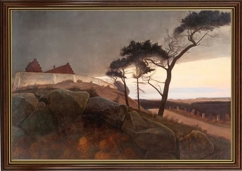 Laurits Andersen Ring | Efter solnedgang - 1899 | Indrammet kunsttryk | Realisme