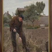 Laurits Andersen Ring | En mand som graver kartofler - 1901 | Indrammet kunsttryk | Realisme
