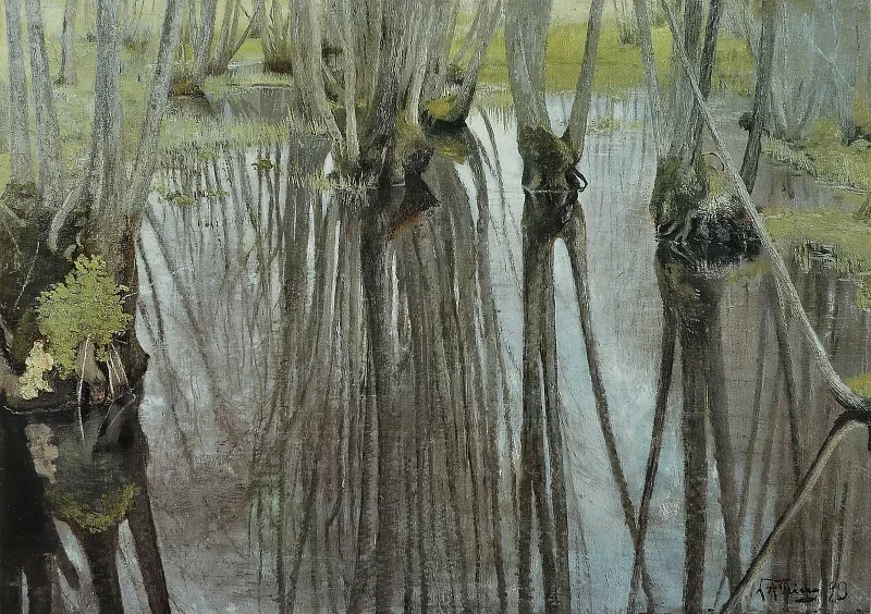 Laurits Andersen Ring | Ellestammer - 1893 | Indrammet kunsttryk | Realisme