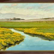 Laurits Andersen Ring | Aaløb gennem grønne Marker - 1901 | Indrammet kunsttryk | Realisme