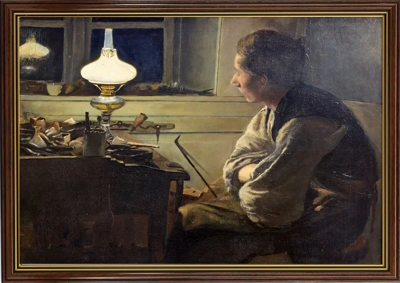 Laurits Andersen Ring | En skomager - 1885 | Indrammet kunsttryk | Realisme
