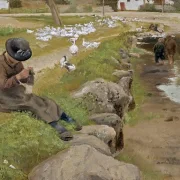 Laurits Andersen Ring | En Gaasevogter - 1887 | Indrammet kunsttryk | Realisme