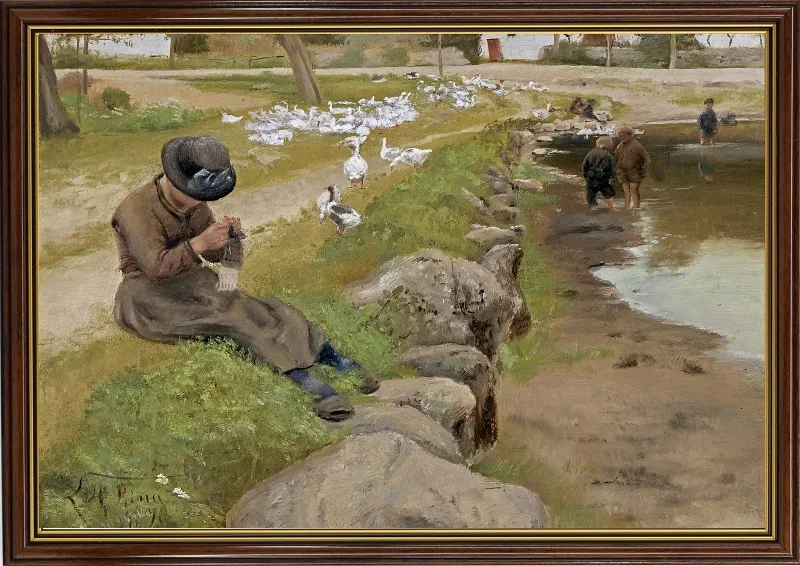 Laurits Andersen Ring | En Gaasevogter - 1887 | Indrammet kunsttryk | Realisme