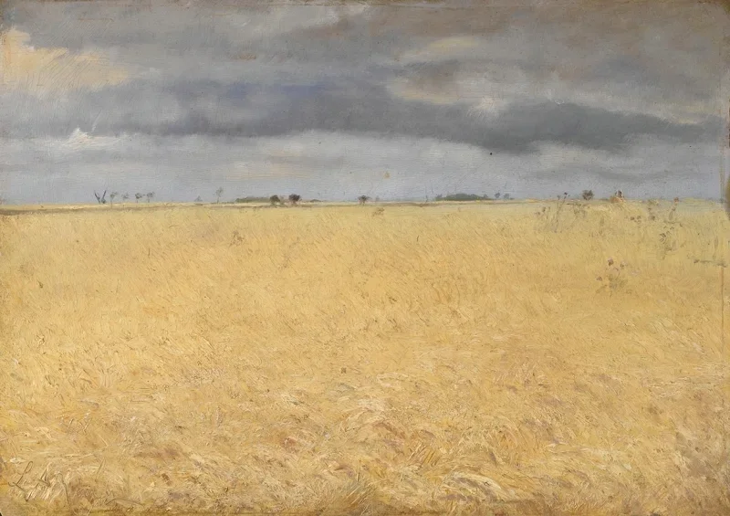 Laurits Andersen Ring | En rugmark nær Ringlandsby - 1887 | Indrammet kunsttryk | Realisme