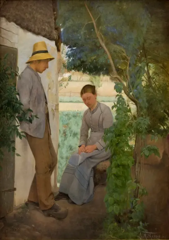 Laurits Andersen Ring | Brautwerbung - 1886 | Gerahmter Kunstdruck | Realismus