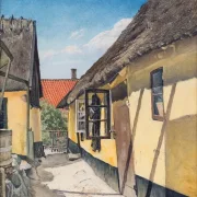 Laurits Andersen Ring | En Gyde mellem kalkede Huse - 1927 | Indrammet kunsttryk | Realisme