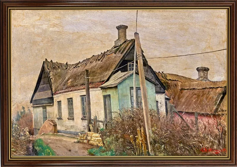 Laurits Andersen Ring | Et husmandshus - 1930 | Indrammet kunsttryk | Realisme