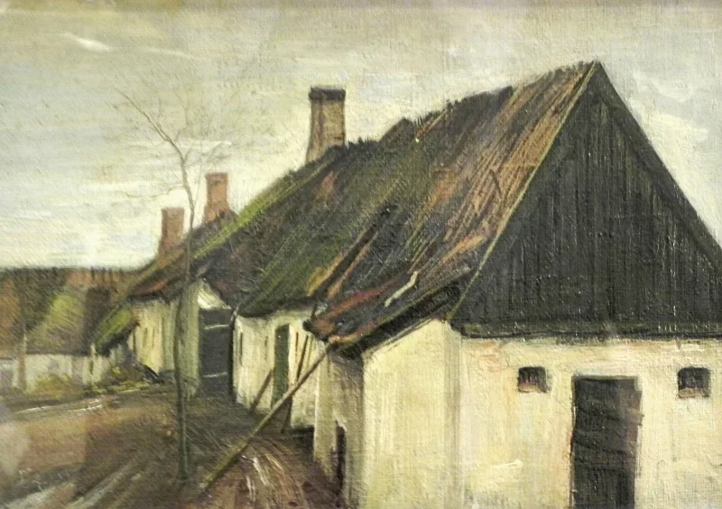 Laurits Andersen Ring | Häuser in Hersted – 1890 | Gerahmter Kunstdruck | Realismus