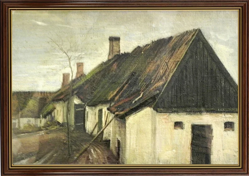 Laurits Andersen Ring | Häuser in Hersted – 1890 | Gerahmter Kunstdruck | Realismus