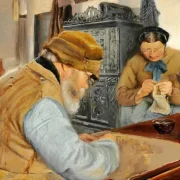 Laurits Andersen Ring | Dorfbewohner - 1887 | Gerahmter Kunstdruck | Realismus