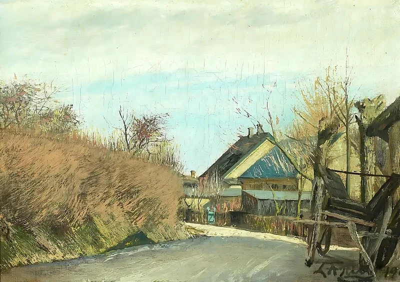 Laurits Andersen Ring | Straße in Baldersbrønde - 1913 | Gerahmter Kunstdruck | Realismus
