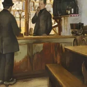 Laurits Andersen Ring | Fra købmandsboden i Mogenstrup Kro - 1889 | Indrammet kunsttryk | Realisme