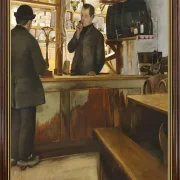 Laurits Andersen Ring | Fra købmandsboden i Mogenstrup Kro - 1889 | Indrammet kunsttryk | Realisme