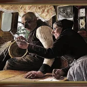 Laurits Andersen Ring | De gamle har fået brev - 1901 | Indrammet kunsttryk | Realisme