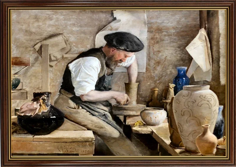 Laurits Andersen Ring | Herman Kähler i sit værksted - 1890 | Indrammet kunsttryk | Realisme