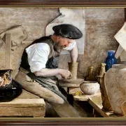 Laurits Andersen Ring | Herman Kähler i sit værksted - 1890 | Indrammet kunsttryk | Realisme