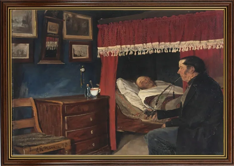 Laurits Andersen Ring | Hvordan gaar det, gamle - 1893 | Indrammet kunsttryk | Realisme
