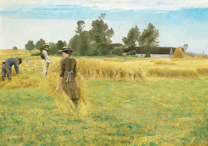 Laurits Andersen Ring | Høstbillede fra Ladbyegnen - 1892 | Indrammet kunsttryk | Realisme