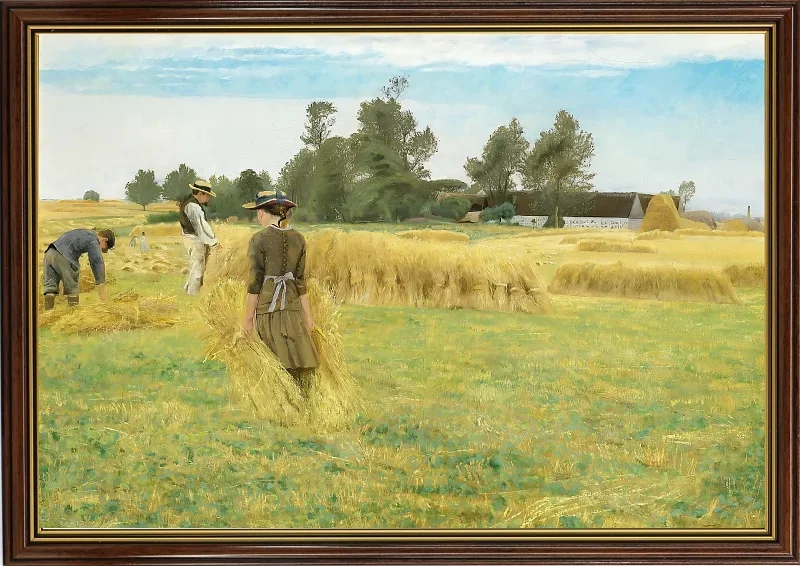 Laurits Andersen Ring | Høstbillede fra Ladbyegnen - 1892 | Indrammet kunsttryk | Realisme