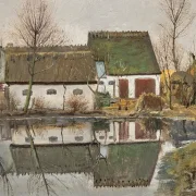 Laurits Andersen Ring | Huset, der spejler sig - 1910 | Indrammet kunsttryk | Realisme