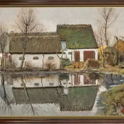 Laurits Andersen Ring | Huset, der spejler sig - 1910 | Indrammet kunsttryk | Realisme