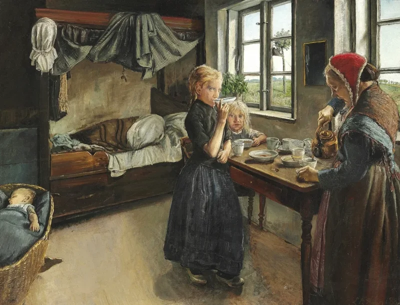 Laurits Andersen Ring – Interieur vom Landsbyen Ring 1882 | Giclée Kunstdruck gerahmt