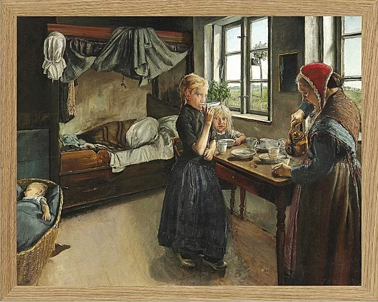 Laurits Andersen Ring – Interieur vom Landsbyen Ring 1882 | Giclée Kunstdruck gerahmt