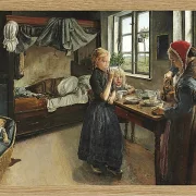 Laurits Andersen Ring – Interieur vom Landsbyen Ring 1882 | Giclée Kunstdruck gerahmt