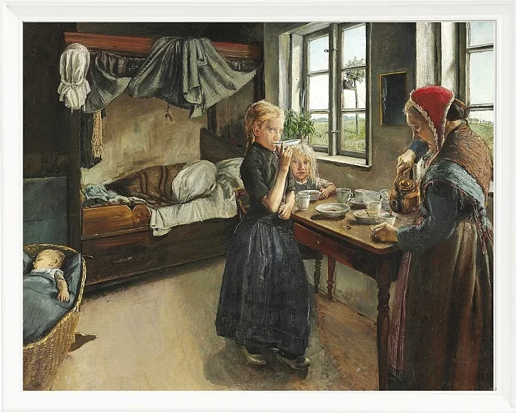 Laurits Andersen Ring – Interieur vom Landsbyen Ring 1882 | Giclée Kunstdruck gerahmt