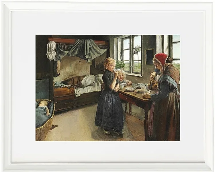 Laurits Andersen Ring – Interieur vom Landsbyen Ring 1882 | Giclée Kunstdruck gerahmt