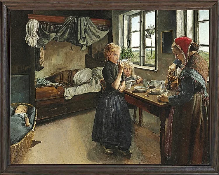 Laurits Andersen Ring – Interieur vom Landsbyen Ring 1882 | Giclée Kunstdruck gerahmt