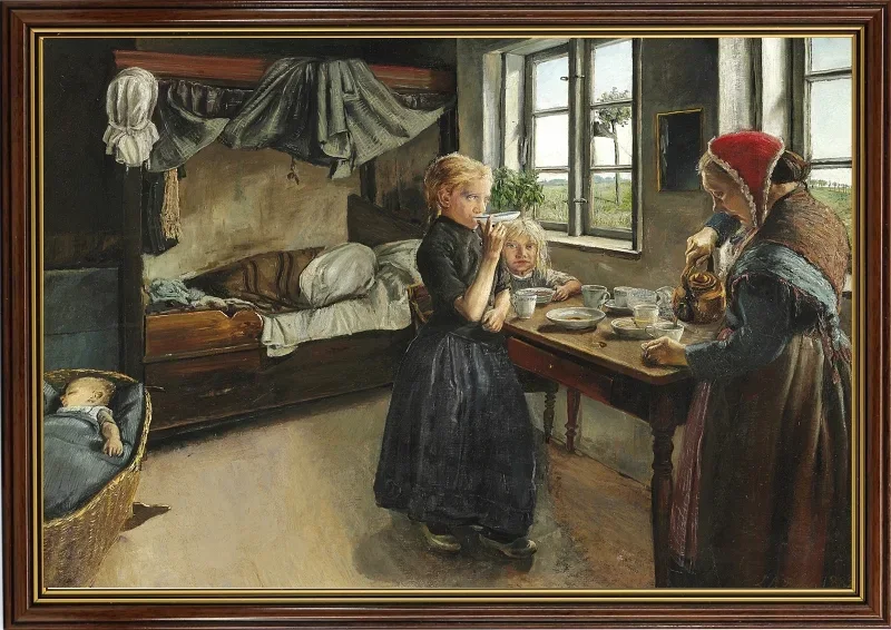Laurits Andersen Ring | Interiør fra Landsbyen Ring – 1882 | Indrammet kunsttryk | Realisme