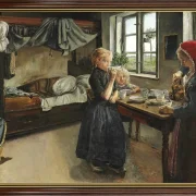Laurits Andersen Ring | Interiør fra Landsbyen Ring – 1882 | Indrammet kunsttryk | Realisme