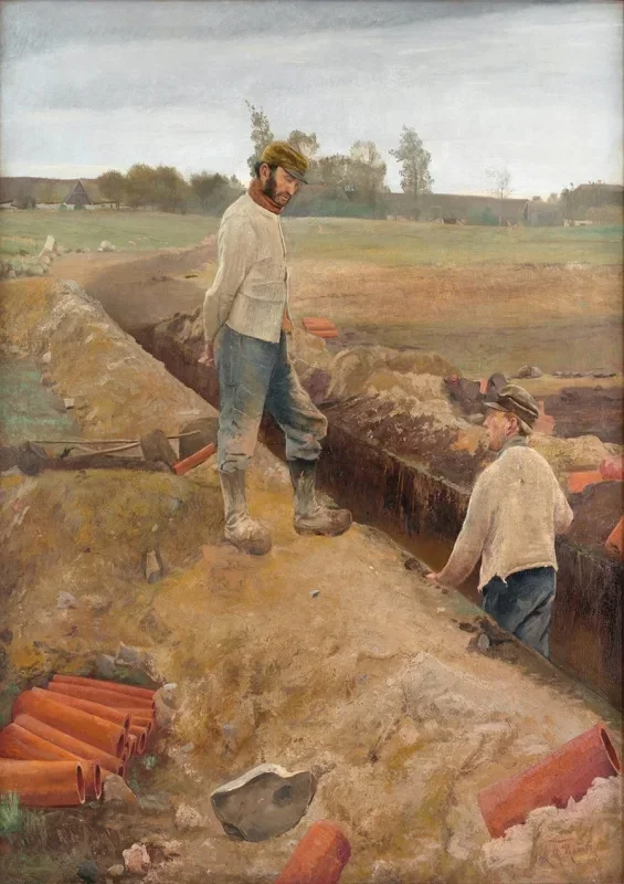 Laurits Andersen Ring | Abfluss Grabende - 1885 | Gerahmter Kunstdruck | Realismus