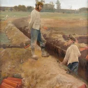 Laurits Andersen Ring | Abfluss Grabende - 1885 | Gerahmter Kunstdruck | Realismus
