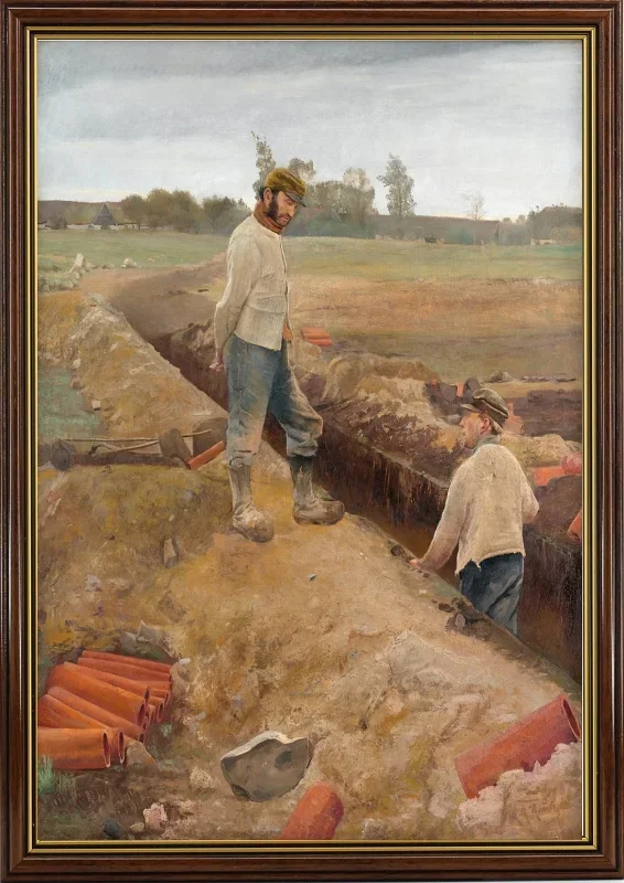 Laurits Andersen Ring | Abfluss Grabende - 1885 | Gerahmter Kunstdruck | Realismus