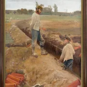 Laurits Andersen Ring | Abfluss Grabende - 1885 | Gerahmter Kunstdruck | Realismus