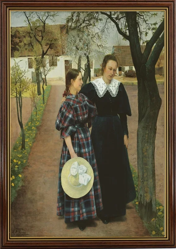 Laurits Andersen Ring | Forår. Ebba og Sigrid Kähle - 1903 | Indrammet kunsttryk | Realisme