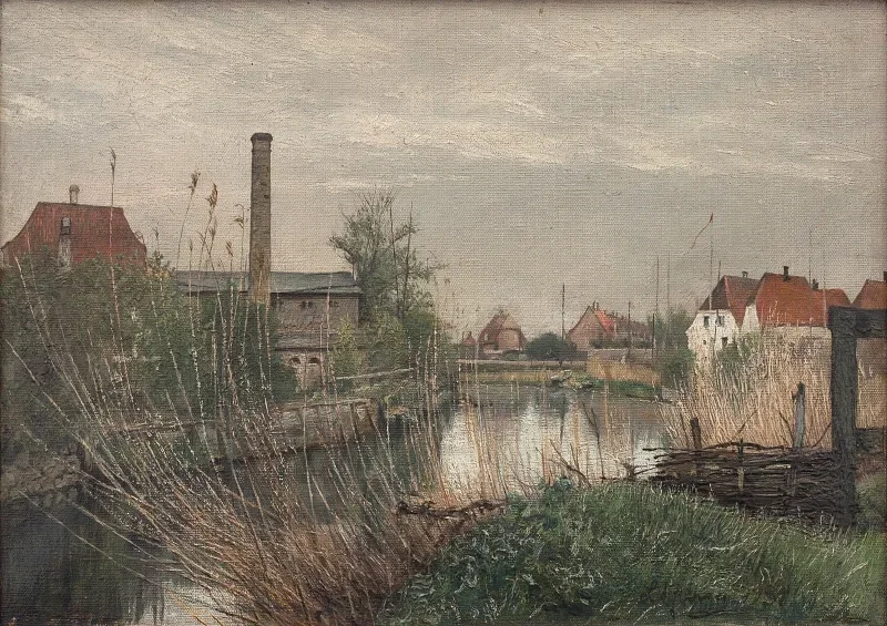 Laurits Andersen Ring | Forårsdag ved Køge å - 1931 | Indrammet kunsttryk | Realisme