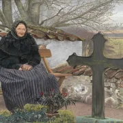 Laurits Andersen Ring | Kirkegård ved Fløng - 1904 | Indrammet kunsttryk | Realisme