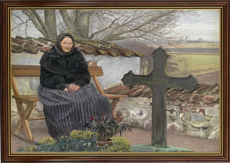 Laurits Andersen Ring | Kirkegård ved Fløng - 1904 | Indrammet kunsttryk | Realisme