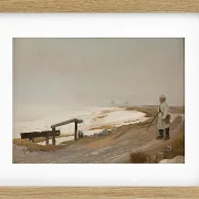 Laurits Andersen Ring – Tåget vinterdag. Karrebæksminde 1897  | Indrammet giclée-kunsttryk