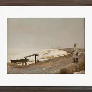 Laurits Andersen Ring – Tåget vinterdag. Karrebæksminde 1897  | Indrammet giclée-kunsttryk