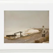 Laurits Andersen Ring – Tåget vinterdag. Karrebæksminde 1897  | Indrammet giclée-kunsttryk